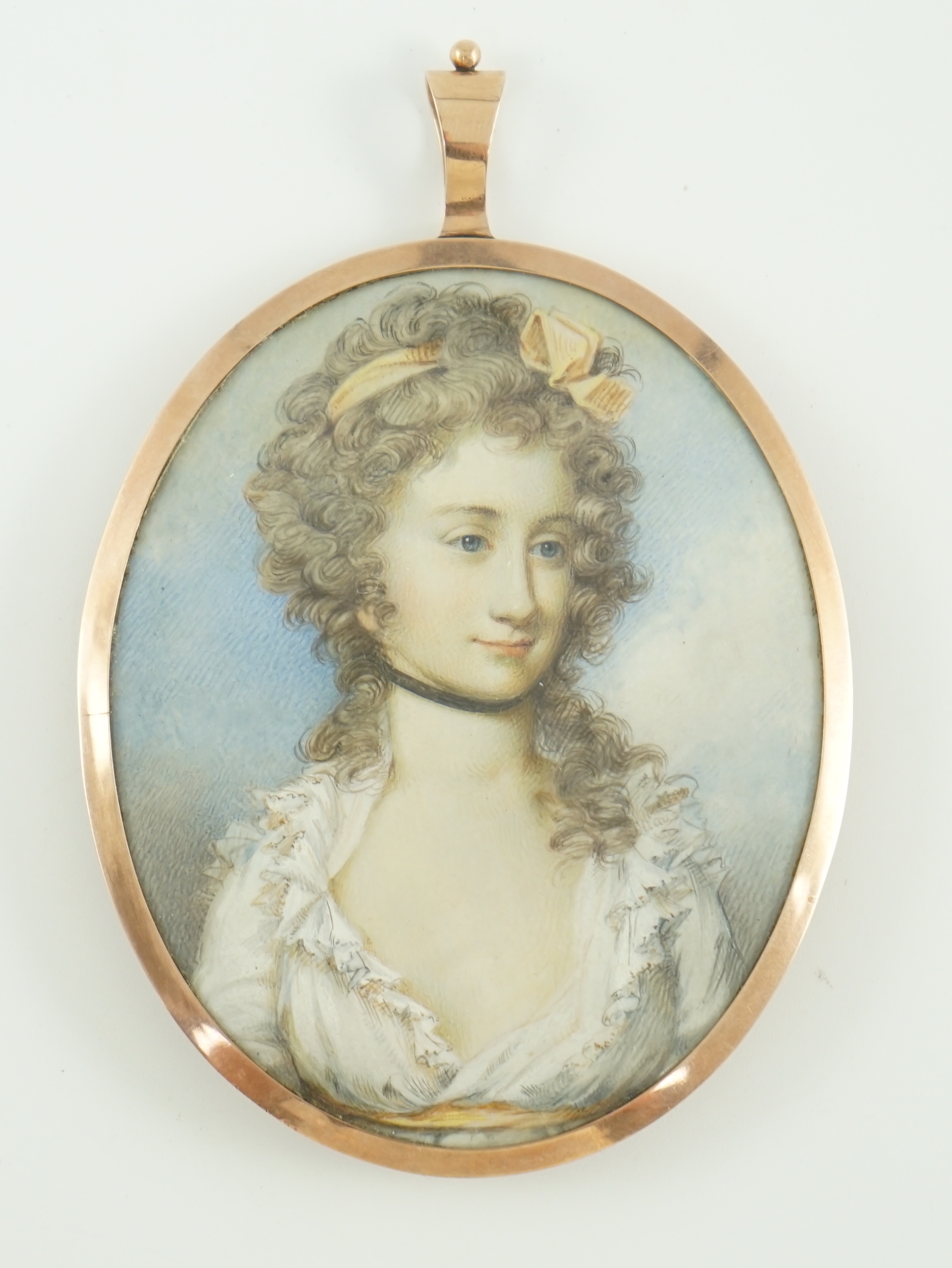 Thomas Hargreaves (1775-1846), Portrait miniature of a lady, watercolour on ivory, 7.7 x 6.2cm. CITES Submission reference V4Z8QFSY